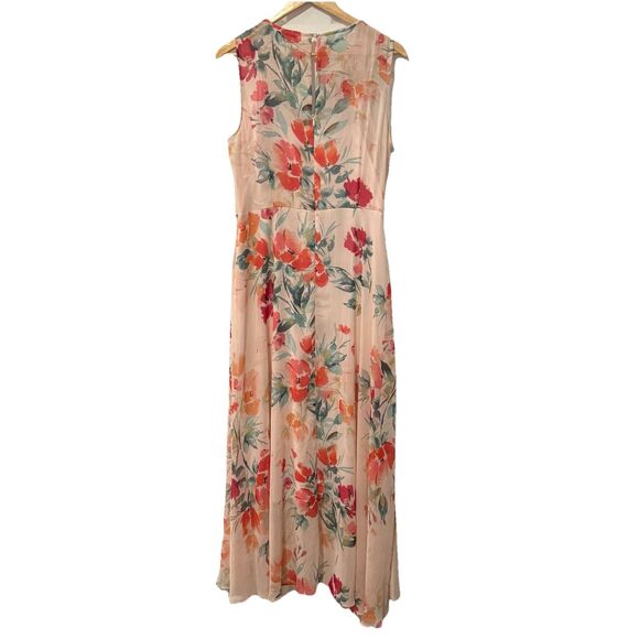 Calvin Klein Floral Chiffon High Low Dress Pink Multi Size 14 Excellent - Picture 3 of 9